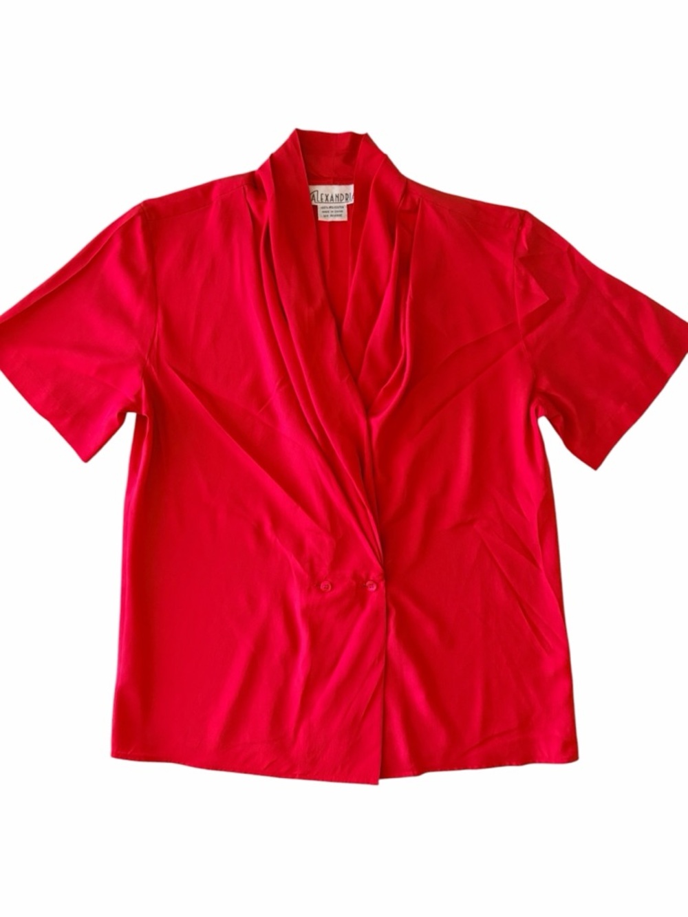 Vintage Short-Sleeve Draped Blouse, Size 4